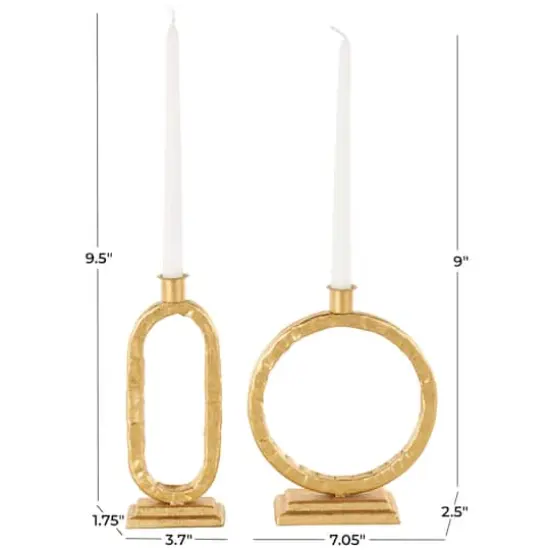 Gold Metal Tapered Candle Holder with Rectangle Base, 2ct. {8}