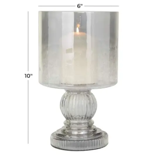 Black Glass Traditional Candle Holder, 10" x 6" x 6" {7}