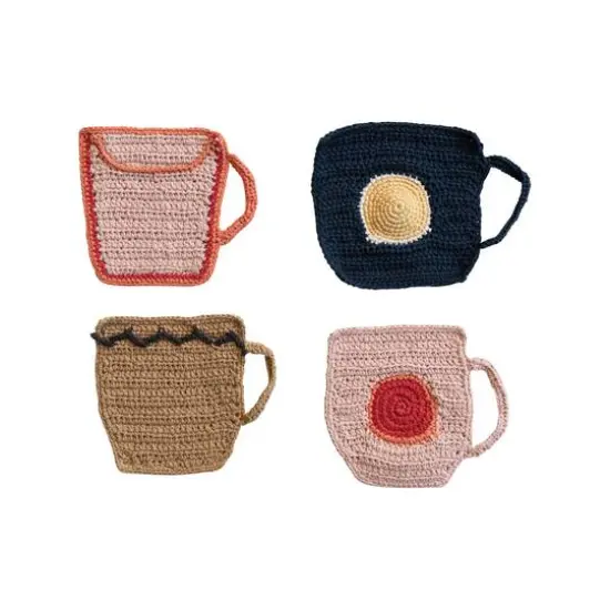 Hello Honey&reg; Mug-Shaped Cotton Crochet Coaster Set {1}