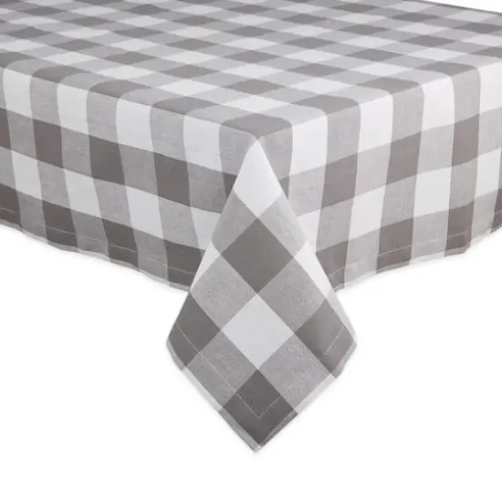DII&reg; 84" Buffalo Check Tablecloth Gray and White {1}