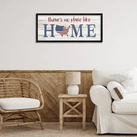 Stupell Industries Patriotic There's No Place Like Home Phrase Americana Framed Giclee Art Black {3}