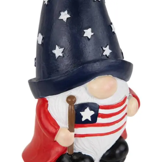 6" Gnome Holding the American Flag Patriotic Garden Statue {5}