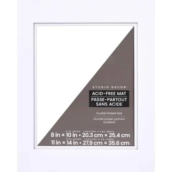 11" x 14" Raised Double Mat By Studio D&eacute;cor&reg;, 8" x 10" Opening White/White {1}