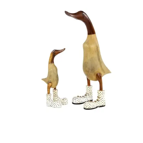 Brown Bamboo Coastal Duck Sculpture Set {1}