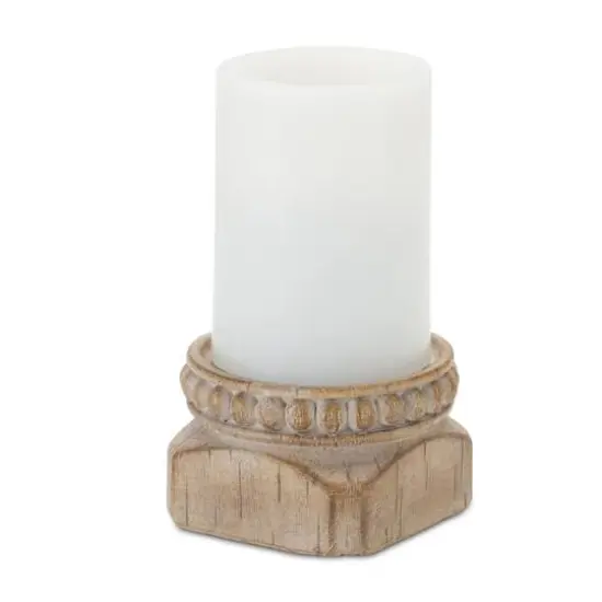Beaded Wood Design Candle Holder Set, 3" & 4" {4}