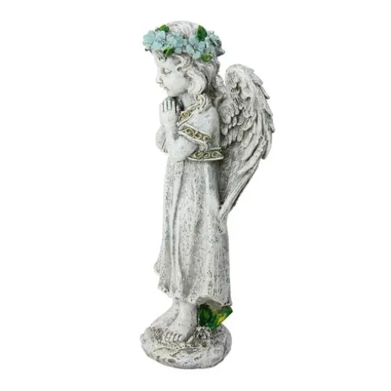 10" Gray Praying Angel Girl Garden Statue {1}