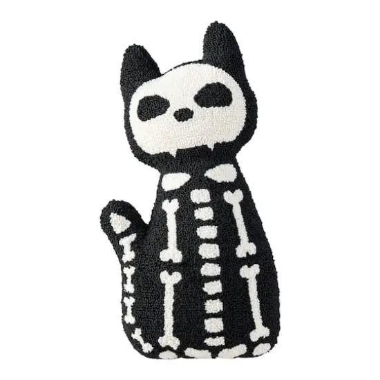 Glitzhome&reg; 18"H Halloween Hooked Skeleton Cat Shaped Pillow {1}