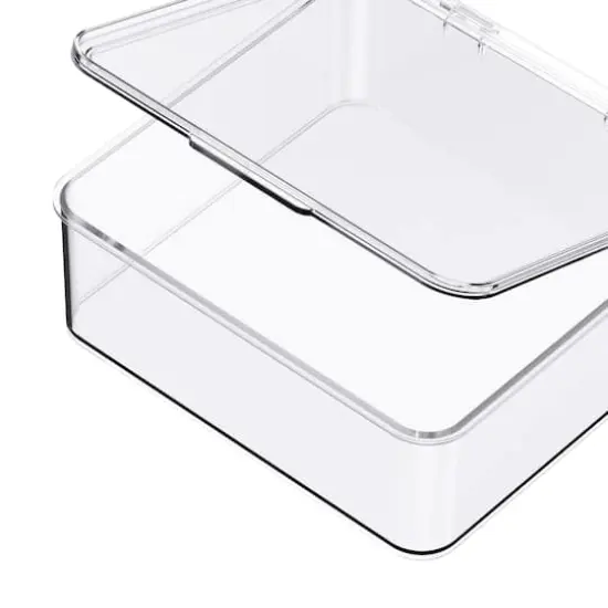 Small Clear Stacking Plastic Case with Hinged Lid by Simply Tidy&reg; {7}