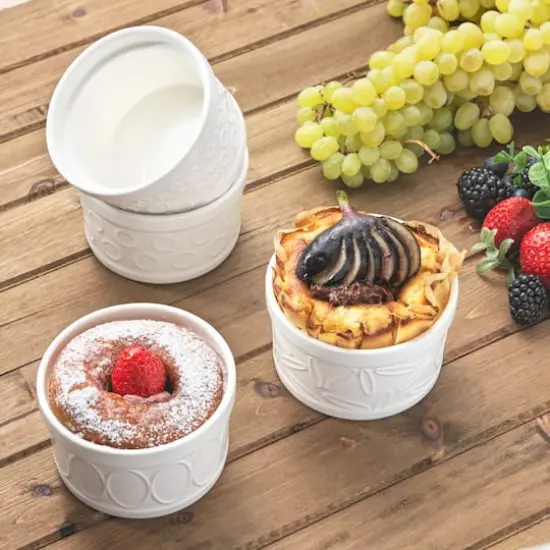 JoyJolt&reg; White Embossed Porcelain Ramekins, 4ct. {6}