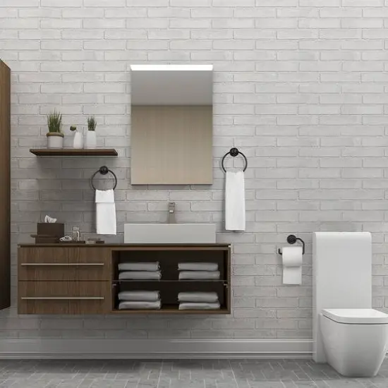 Stainless Steel Towel Rings & Toilet Paper Holder Set Black {4}