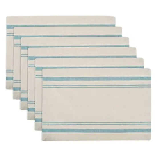 DII&reg; French Stripe Placemats, 6ct. Teal {1}