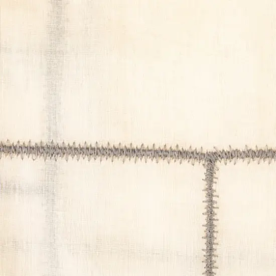 Hello Honey® 84" Ivory and Black Modern Cotton Curtain Panel with Geometric Embroidery {3}