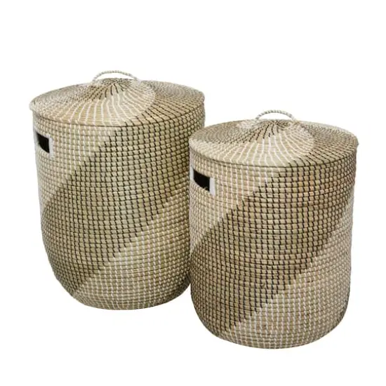 Brown Sea Grass Contemporary Storage Basket Set {1}