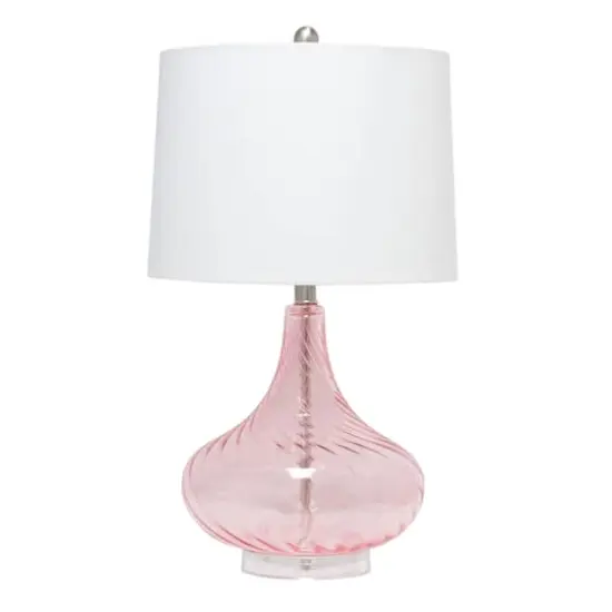Lalia Home Classix 24" Pink Wavy Colored Glass Table Lamp {1}