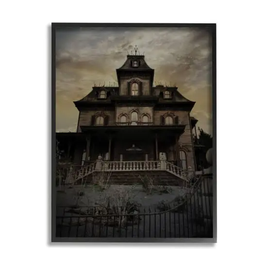 Stupell Industries Haunted House Landscape Framed Giclee Art Black {1}