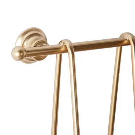 Gold Metal and Wood Modern Wall Shelves, 22" x 26" x 6" {4}