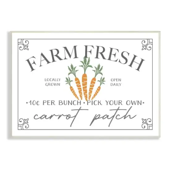 Stupell Industries Farm Fresh Carrot Patch Seasonal Springtime Vegetables Wall Plaque Art {1}