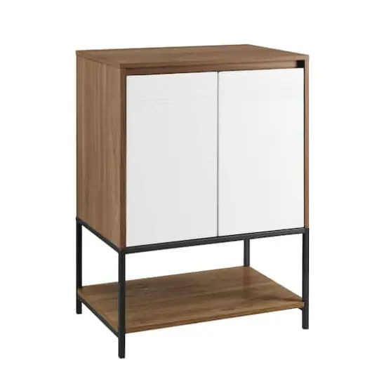 Walker Edison English Oak/White 2 Door Accent Cabinet {1}