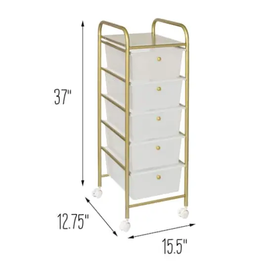 Honey Can Do Gold 5-Drawer Rolling Storage Cart {5}