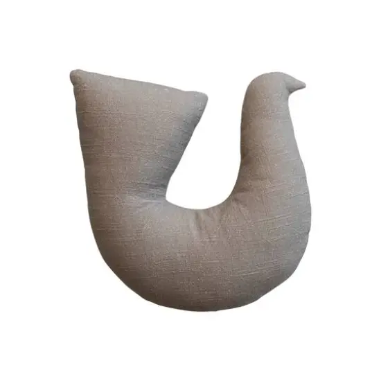 Hello Honey&reg; 13" Natural & Blue Cotton Printed Dove Shaped Pillow {4}