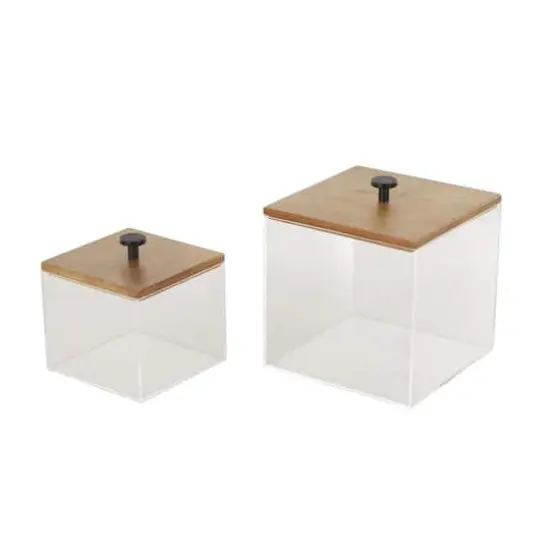 Clear & Brown Box Set with Brown Wooden Lids {4}