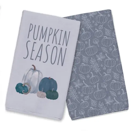 Pumpkins Blue Tea Towel Set {1}