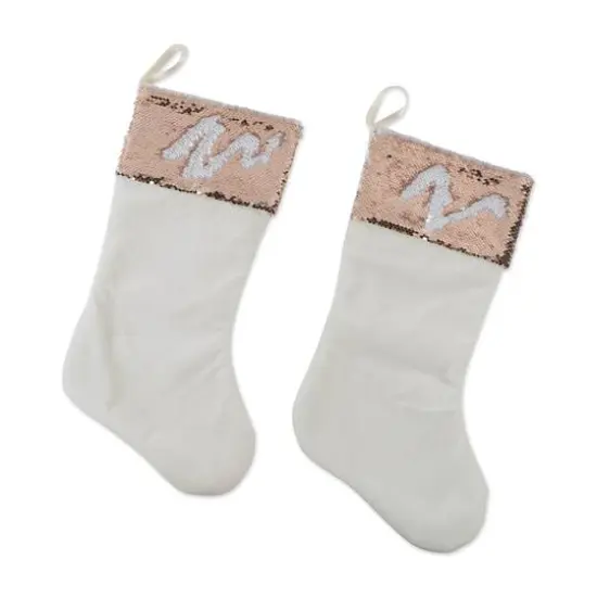 DII&reg; Cream Sequin Velvet Holiday Stocking Set {1}