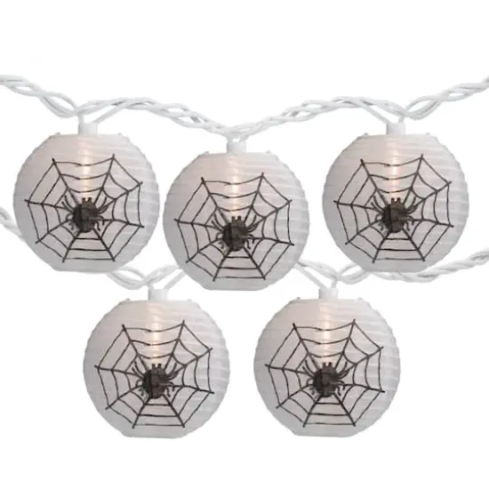 10ct. Black Spider in Web Paper Lantern Halloween Lights {1}