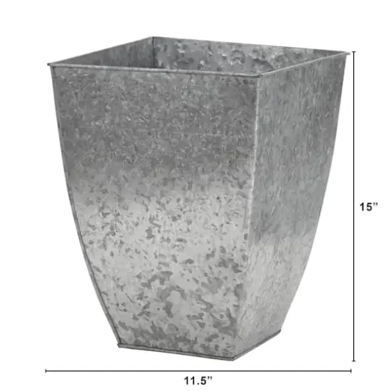 15" Silver Square Tin Planter {3}