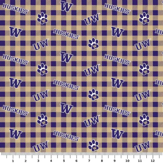 NCAA University of Washington Huskies Plaid Cotton Fabric {3}