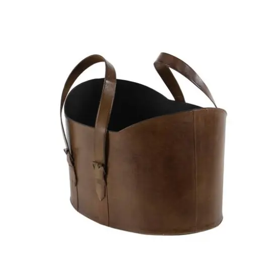 Brown Leather Vintage Magazine Holder Set {6}