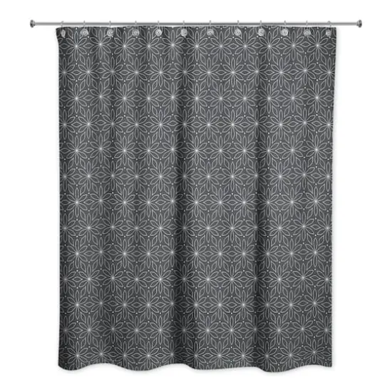 Monochromatic Flowers 71" x 74" Shower Curtain {1}