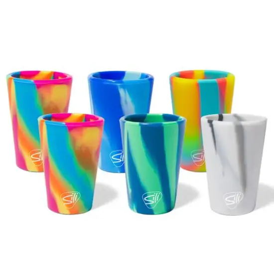 Silipint&reg; 1.5oz. Mixed Multicolor Swirl Silicone Shot-Glasses, 6ct. {1}