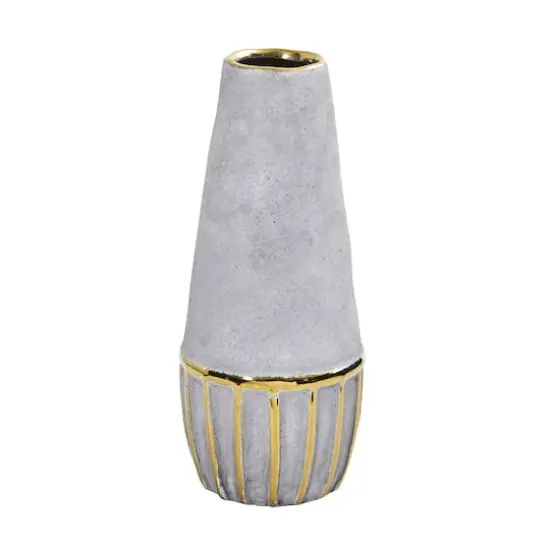 10" Regal Stone Decorative Vase with Gold Accents {1}