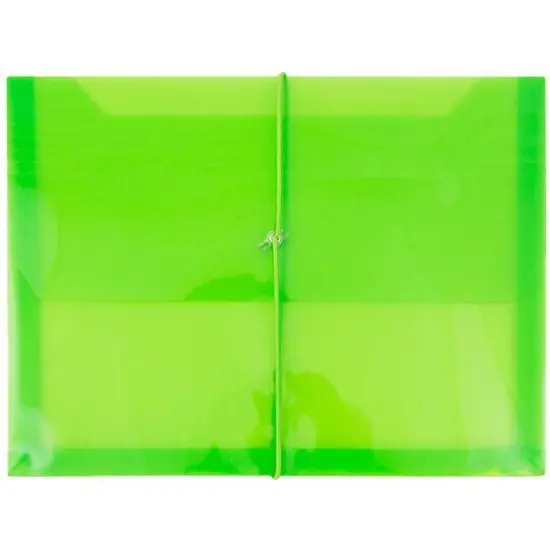 JAM Paper 9.75" x 13" Plastic Elastic Band Closure Expansion Envelopes, 12ct. Lime Green {1}