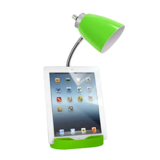 LimeLights 18.5" Gooseneck Desk Lamp with Tablet Stand and Charging Outlet Green {7}