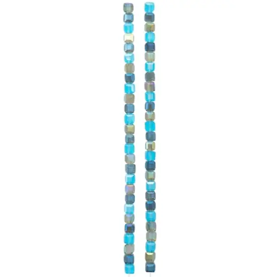 Aqua Mixed Glass Cube Beads, 4mm by Bead Landing&trade; {4}