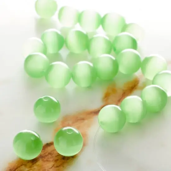 Peridot Cat's Eye Glass Round Beads, 10mm by Bead Landing&trade; {3}