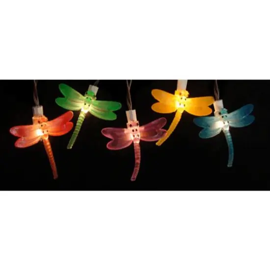10ct. Multicolored LED Dragonfly Garden Patio String Lights {3}