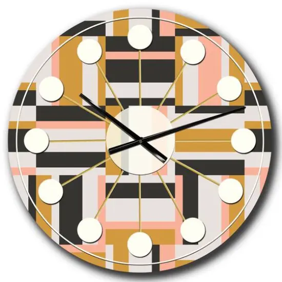 Designart 'Abstract Retro Geometric Ix Mid-Century Modern Wall Clock {1}