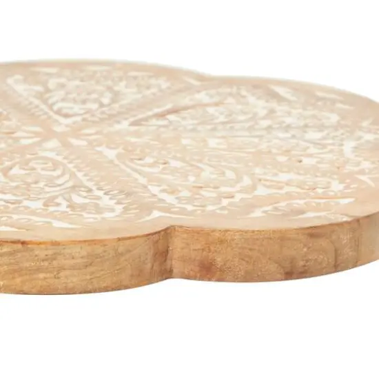 Brown Wood Farmhouse Lazy Susan Cake Stand, 2" x 15" x 15" {5}