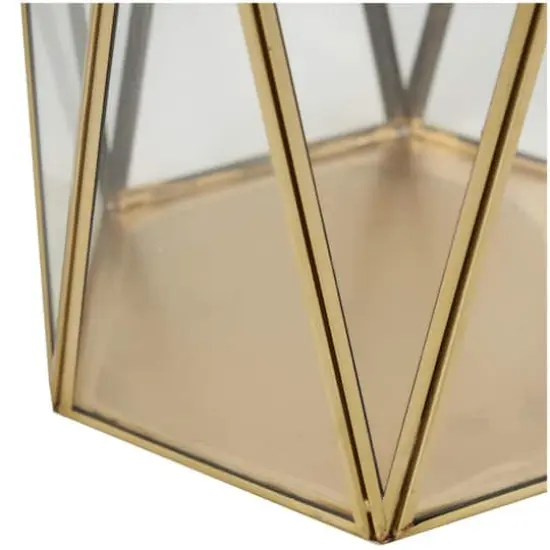 CosmoLiving by Cosmopolitan Gold Geometric Hexagon Candle Lantern Set {5}