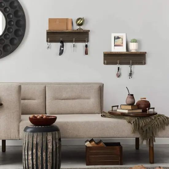 NEX&trade; 16" Rustic Brown Coat Rack with Hooks {5}