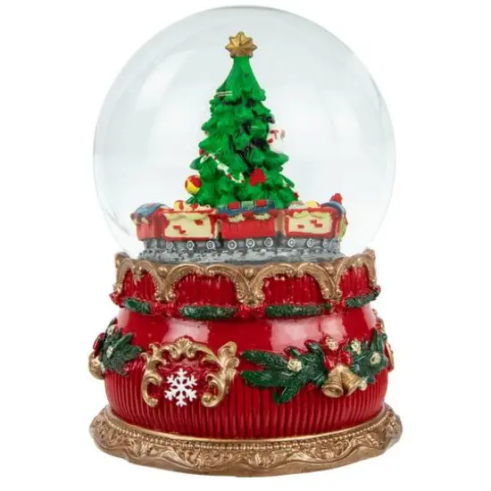 6" Musical Christmas Tree & Train Animated Water Globe {7}