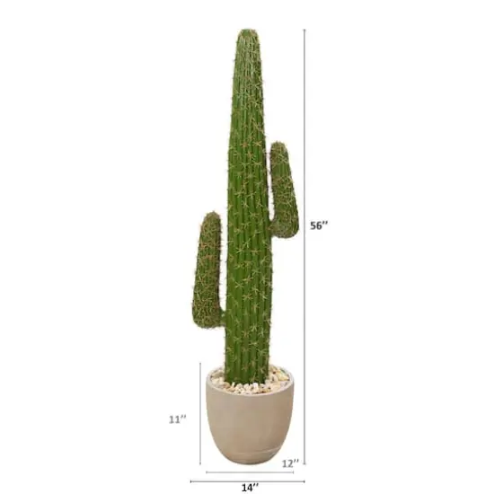 4.6ft. Cactus Artificial Plant in Sandstone Planter {3}
