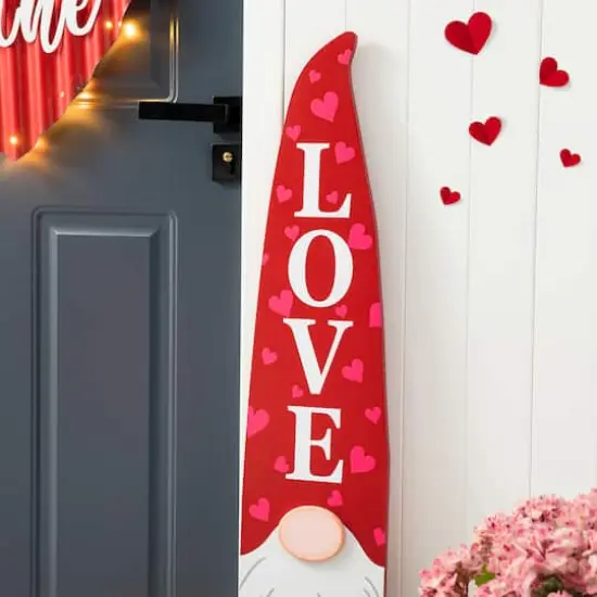 Glitzhome&reg; 42" Valentine's Wooden Gnome Porch Decor {5}