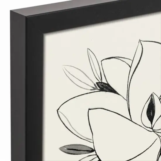 Simple Floral Magnolia Black Framed Canvas {4}