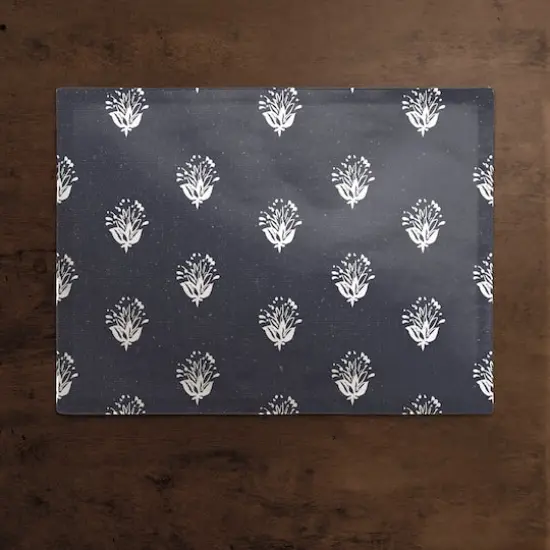 Navy Floral Pattern 18" x 14" Cotton Twill Placemat {3}