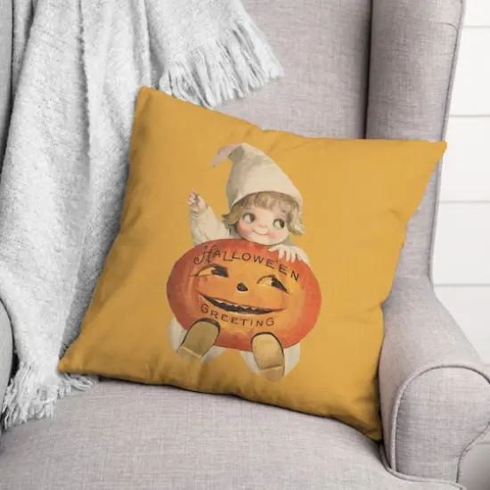 Halloween Pumpkin Child Throw Pillow {3}