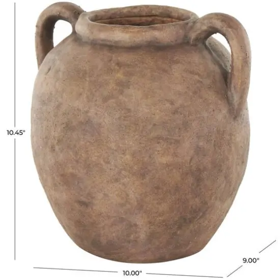 10.5" Copper Antique-Style Textured Ceramic Vase with Handles {5}